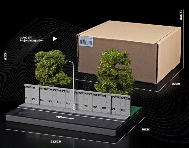 SCJ82032 収蔵家 Diorama 1:64 Wall-side Road and Green Park Diorama