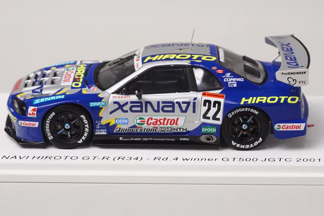 1:43 Spark SJ168 Xanavi Hiroto Nissan Skyline GT-R (R34) GT500 JGTC 2001 Rd.4 Winner #22 M. Krumm - Tetsuya Tanaka
