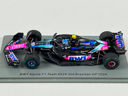 1:43 Spark S9552 BWT Alpine F1 Team A524 Brazilian GP 3rd 2024 #10 P. Gasly