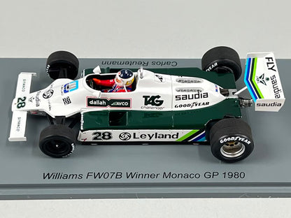 1:43 Spark S6993 Williams FW07B Monaco GP Winner 1980 #28 C. Reutemann