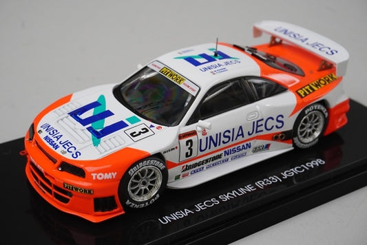 1:43 EBBRO 44194 Nissan Unisia Jex Skyline JGTC 1998 #3 White/Orange model car
