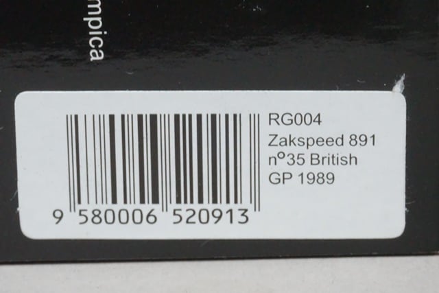 1:43 SPARK RG004 Zakspeed 891 UKGP 1989 #35 Aguri Suzuki East Racing Gear