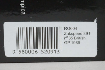 1:43 SPARK RG004 Zakspeed 891 UKGP 1989 #35 Aguri Suzuki East Racing Gear