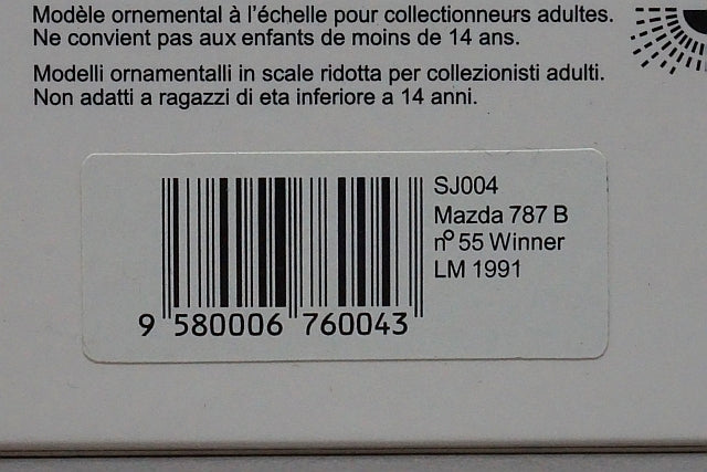 1:43 SPARK SJ004 Mazda 787B Le Mans Winner 20th Anniversary 1991 #55 Demonstration Run Spec.