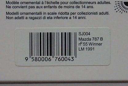 1:43 SPARK SJ004 Mazda 787B Le Mans Winner 20th Anniversary 1991 #55 Demonstration Run Spec.