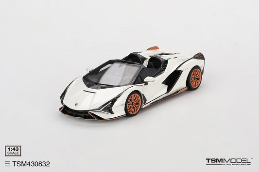 [ Back-order ] TSM TSM430832 1:43 Lamborghini Sian Roadster Bianco Asopo White model car