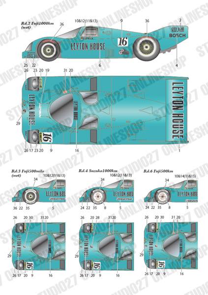 [ Back-order ] STUDIO27 DC1167 1:24 962C "Leyton House" #16 JSPC 1987 for Hasegawa [Original Decals]