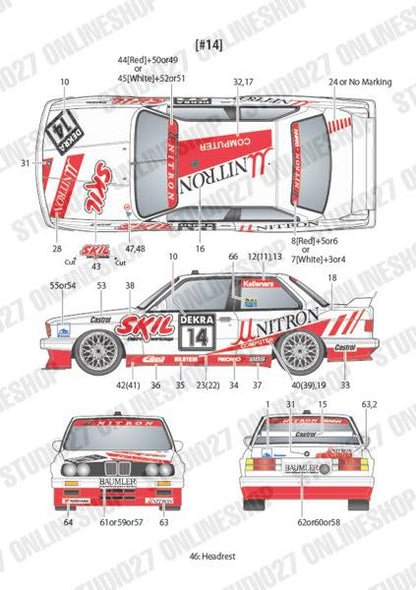 [ Back-order ] STUDIO27 DC1174 1:24 BMW M3 "Unitron" #13/#14 DTM 1991 for Aoshima No.11 [Original Decals]