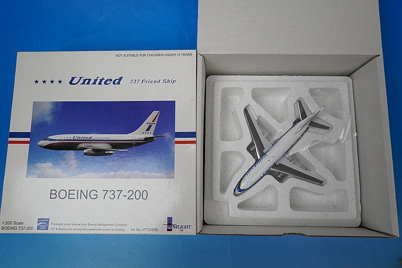 1:200 B737-200 United 737 Friendship Livery N9032U IF732009 INFLIGHT airplane model