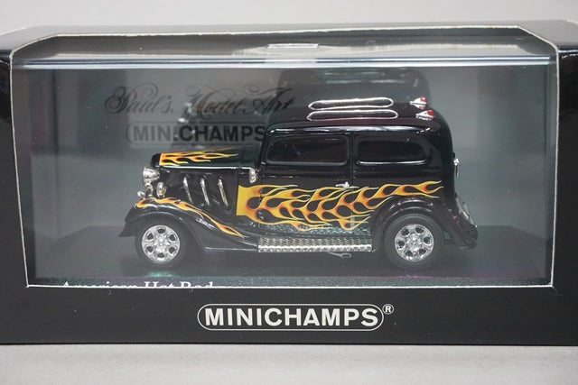 1:43 MINICHAMPS 400142260 American Hot Rod Black with flames