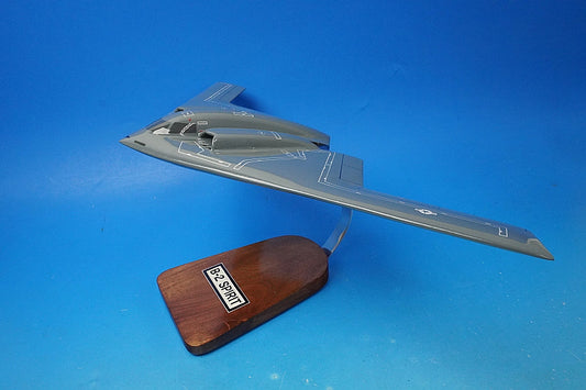 Approximately 21cm long and 52cm wide this solid model of the B-2 Spirit Bomber a USAF stealth strategic bomber is missing its blister pack and outer box Manufacturer unknown airplane model
