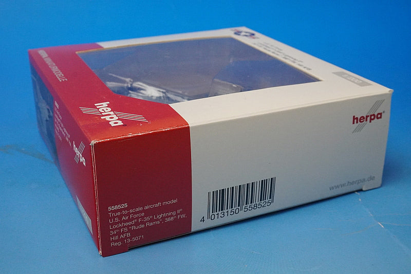 1:200 F-35A 34th Fighter Squadron 388th Fighter Wing USAF Rude Rams Hill Air Base 13-5071 HL 558525 Herpa airplane model