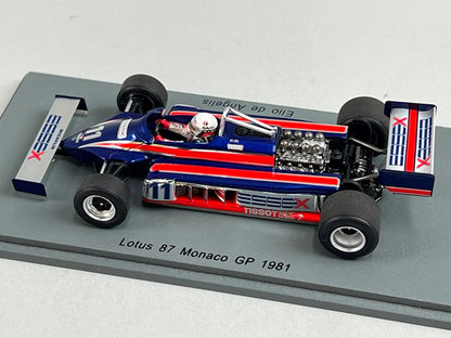 1:43 Spark S5350 Lotus 87 Monaco GP 1981 #11 E. de Angelis model car