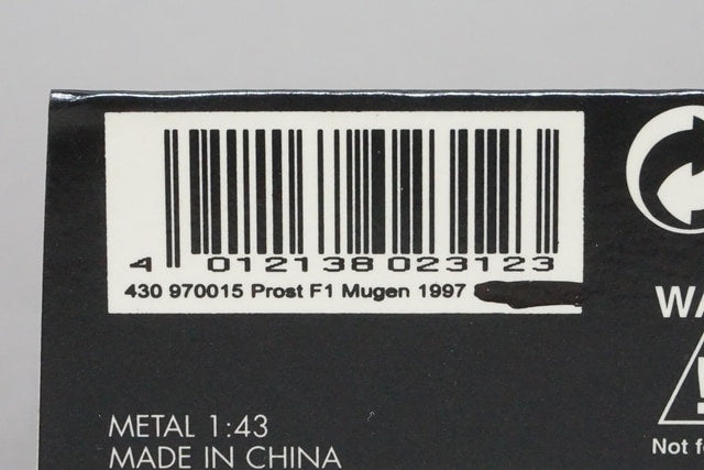 1:43 MINICHAMPS 430970015 Prost F1 MUGEN Honda JS45 Shinji Nakano 1997 #15 CANAL