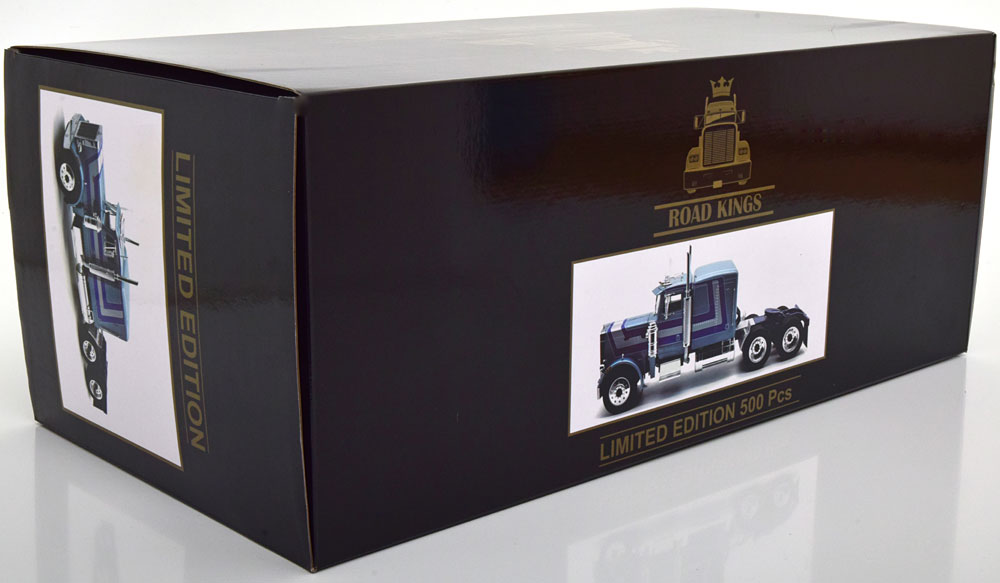 RK180084 ROAD KINGS 1:18 Peterbilt 359 1967 light blue-metallic/blue/silver