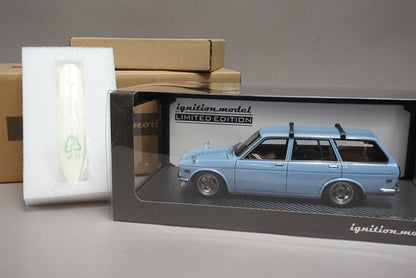 1:18 ignition model IG2223 Nissan Datsun Bluebird (510) Wagon Light Blue Surfboard included