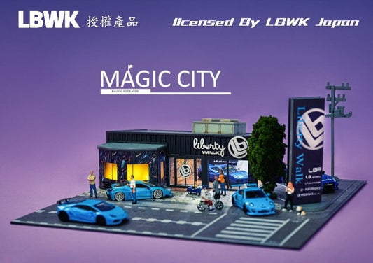 110036 Magic City 1:64 [30x40x17cm] LB LBWK Diorama Shop area LED light included *Figures and minicars are not included.