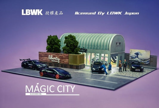 110038 Magic City 1:64 [30x40x17cm] LB LBWK Diorama Cafe Area LED Light *Figures and minicars are not included.