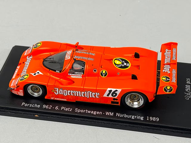 1:43 SPARK CAP04300211 Porsche Special Order Porsche 962 6.Platz Sportwagen WM Nurburgring 1989 #16 Jagermeister