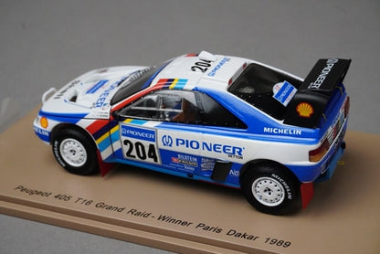 1:43 SPARK S5616 Peugeot 405 T16 Grand Raid Dakar Paris Winner 1989 #204 model car