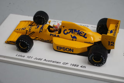 1:43 SPARK ROMU013 Lotus 101 Judd Australia GP 4th Satoru Nakajima 1989 #12 CAMEL