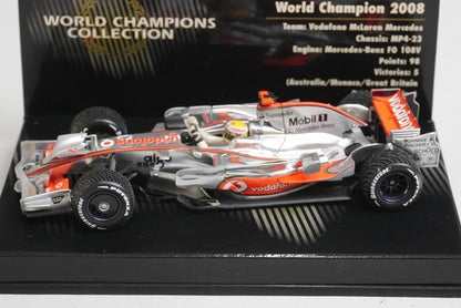 1:43 MINICHAMPS 530084332 Vodafone McLaren Mercedes MP4-23 2008 World Champion #22 L.Hamilton model car