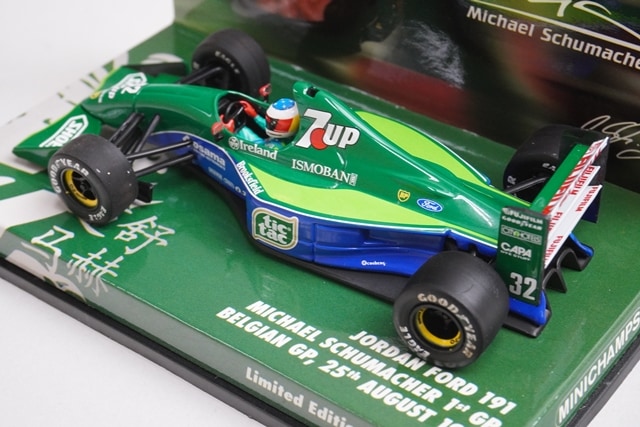 1:43 MINICHAMPS 433910032 Jordan Ford 191 Belgian GP Winner 1991 #32 M.Schumacher