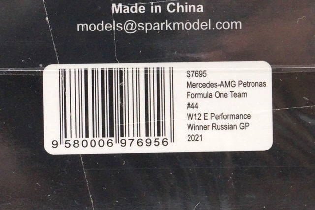 1:43 SPARK S7695 Mercedes AMG Petronas W12 E Performance Russian GP 2021 Winner #44 L.Hamilton