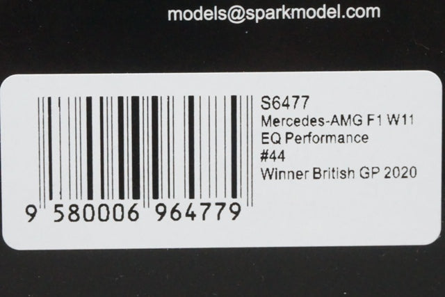 1:43 SPARK S6477 Mercedes AMG F1 W11 EQ Performance #44 Petronas F1 Team Winner Silverstone GP 2020 L.Hamilton