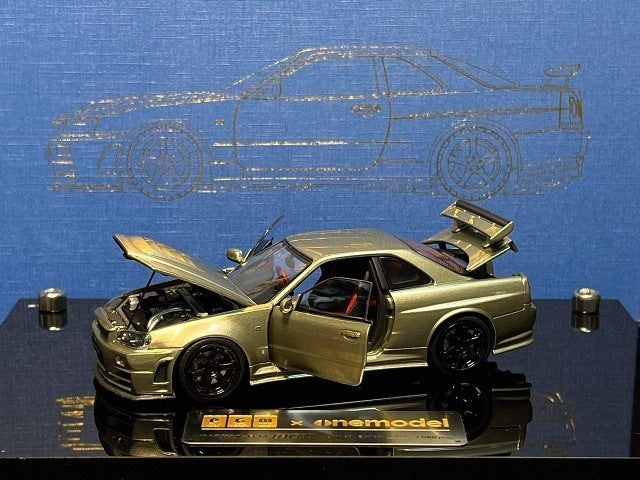 PGM-430103-2 PGM & onemodel 1:43 Nissan Skyline GT-R R34 Z-Tune fully opened and closed model Jade Green luxury version