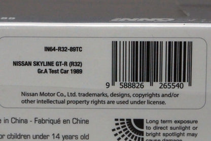 IN64-R32-89TC INNO Models 1:64 Nissan Skyline GT-R (R32) Gr.A Test Car 1989