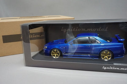 1:18 ignition model IG1472 Nissan TOP SECRET GT-R BNR34 Blue model car