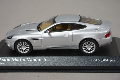 1:43 MINICHAMPS 400137224 Aston Martin Vanquish 2002 Silver model car