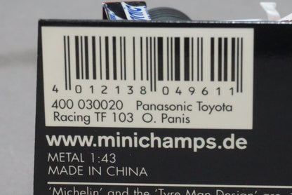 1:43 MINICHAMPS 400030020 Panasonic Toyota Racing TF103 O. Panis #20