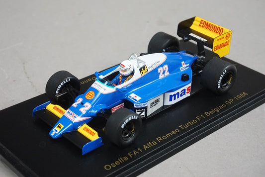 1:43 SPARK RS1728 Osella FA1 Alfa Romeo Turbo F1 Belgian GP 1986 #22