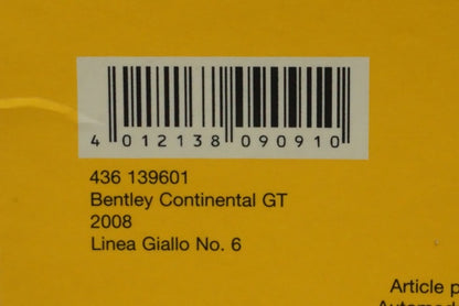 1:43 MINICHAMPS 436139601 Bentley Continental GT 2008 Lione Giallo No.6