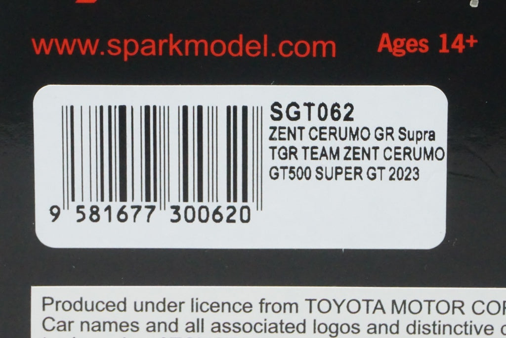 1:43 SPARK SGT062 Toyota ZENT CERUMO GR Supra GT500 Super GT 2023 #38