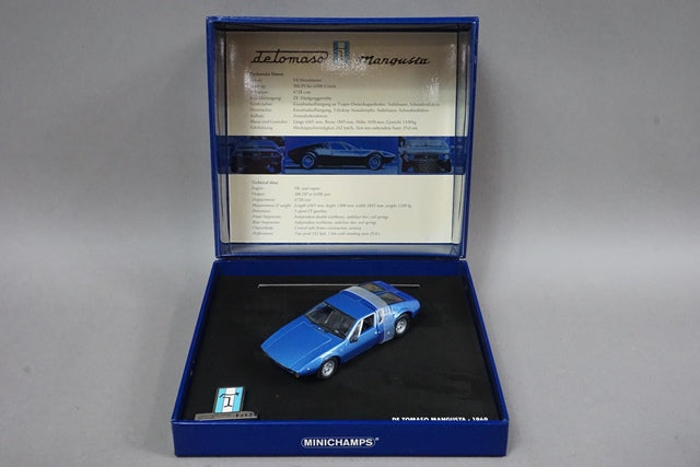 1:43 MINICHAMPS 436127122 De Tomaso Mangusta 1969 Blue Metallic