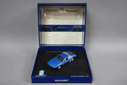 1:43 MINICHAMPS 436127122 De Tomaso Mangusta 1969 Blue Metallic