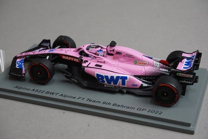 1:43 SPARK S8522 Alpine A522 BWT F1 Team Bahrain GP 2022 #14 Fernando Alonso model car