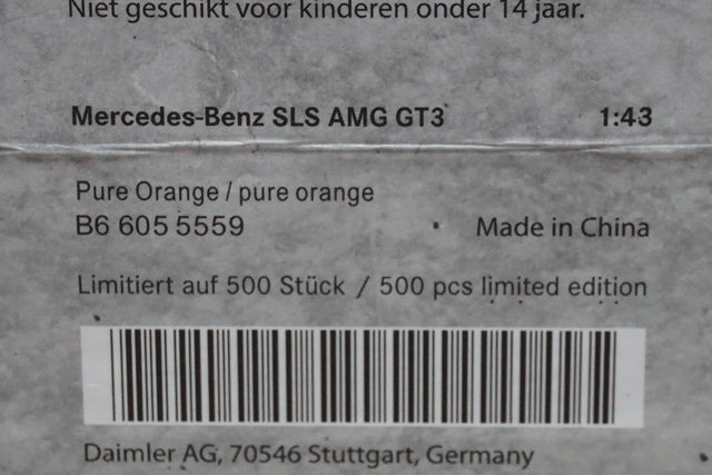 1:43 SPARK B66055559 Mercedes Benz SLS AMG GT3 Orange