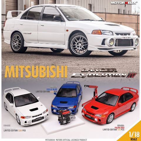 M84004 MOTORHELIX 1:18 Scale Mitsubishi Lancer Evolution IV. Palma Red