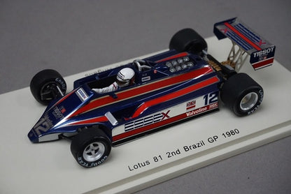 1:43 SPARK S4286 Lotus 81 Brazilian GP 2nd 1980 #12 E. De. Angelis