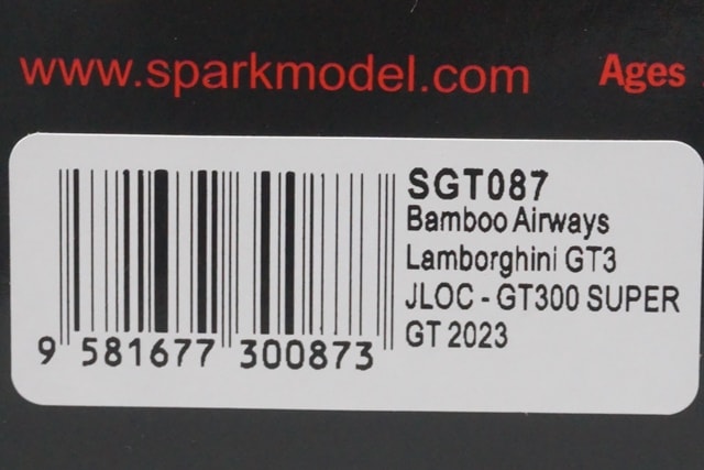 1:43 SPARK SGT087 Lamborghini Bamboo Airways GT3 JLOC GT300 Super GT 2023 #87