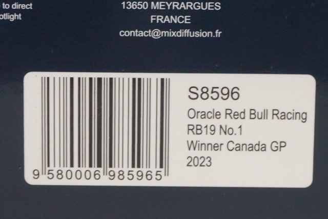 1:43 SPARK S8596 Oracle Red Bull Racing RB19 Canada GP Winner 2023 #1 Max Verstappen