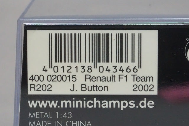 1:43 MINICHAMPS 400020015 Renault F1 Team R202 #15 J. Button model car