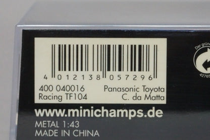 1:43 MINICHAMPS 400040016 Panasonic Toyota TF104 #16 C. da Matta avex decal