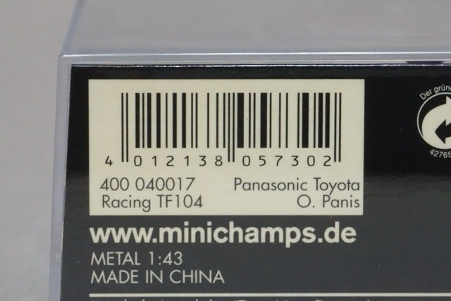 1:43 MINICHAMPS 400040017 Panasonic Toyota Racing TF104 #17 O. Panis avex decal