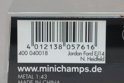 1:43 MINICHAMPS 400040018 Jordan Ford EJ14 N. Heidfeld model car