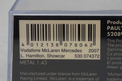1:43 MINICHAMPS 530074372 Vodafone McLaren Mercedes Show Car 2007 #2 L. Hamilton
